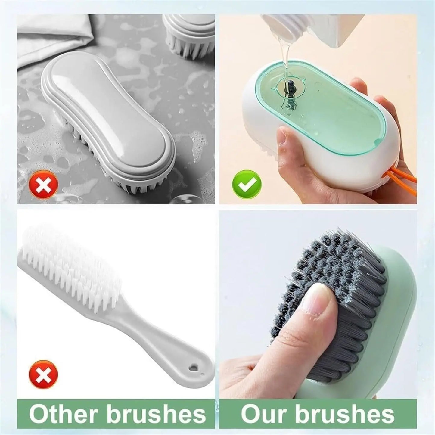 1/2PCS Multifunction Cleaning Shoe Brush Soft Automatic Liquid Shoe Brush Long Handle Clothes Soap Brush With Hook Clean Tool