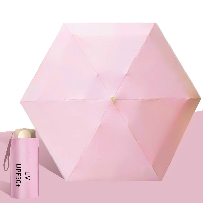 UPF50+ Umbrella Mini Pocket Sun Shade Umbrella Portable Vinyl Folding Rain Travel Umbrella UV Protection Parasol Capsule