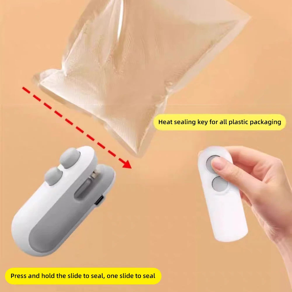 Mini Handheld Heat Bag Sealing Machine Plastic Food Package Sealer Clip-on Bag Sealer Portable Food Packaging Sealer