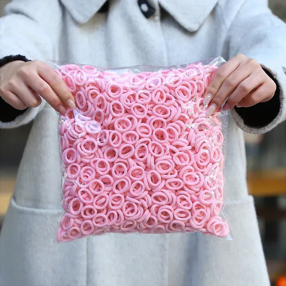 50Pcs/bag Colorful Basic Nylon Ealstic Hair Ties for Girls Ponytail Hold Scrunchie Rubber Band Kid Fashion Hair Accessories