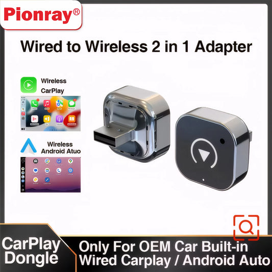 Pionray 2in1 Wireless CarPlay Adapter Android Auto AI Smart Box Car Intelligent Systems For VW Toyota Nissan Honda Ford Benz