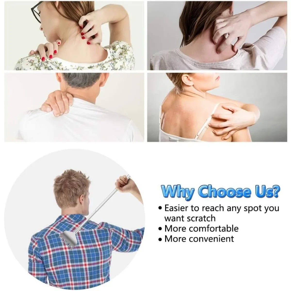 2pcs Extendable Back Scratcher for Men Portable Telescopic Metal Back Scratchers Back Hand Massager for Birthday Christmas Gifts