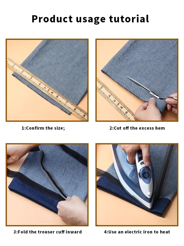 2-10M Self-Adhesive Pants Hem Paste Tape Trouser Edge Paste Iron-on Pant Shorten Repair Jean Hemming Tape For DIY Sewing Fabric