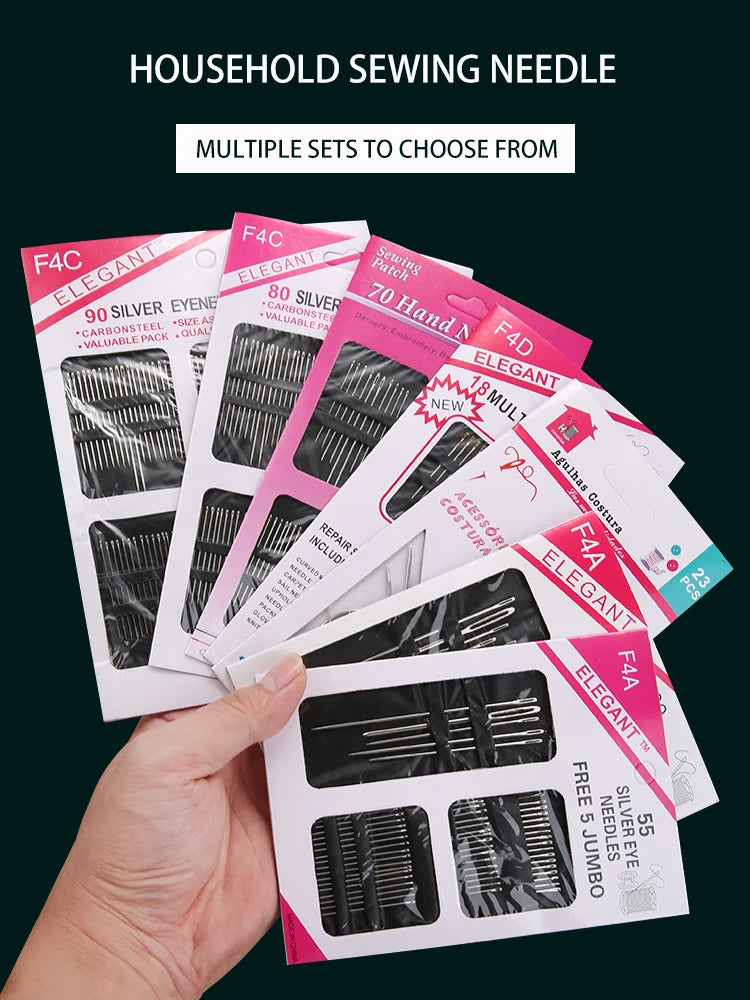 18/23/55/60/70/80/90pcs Stainless steel large eye hand sewing needle, used for sewing clothes embroidery needles