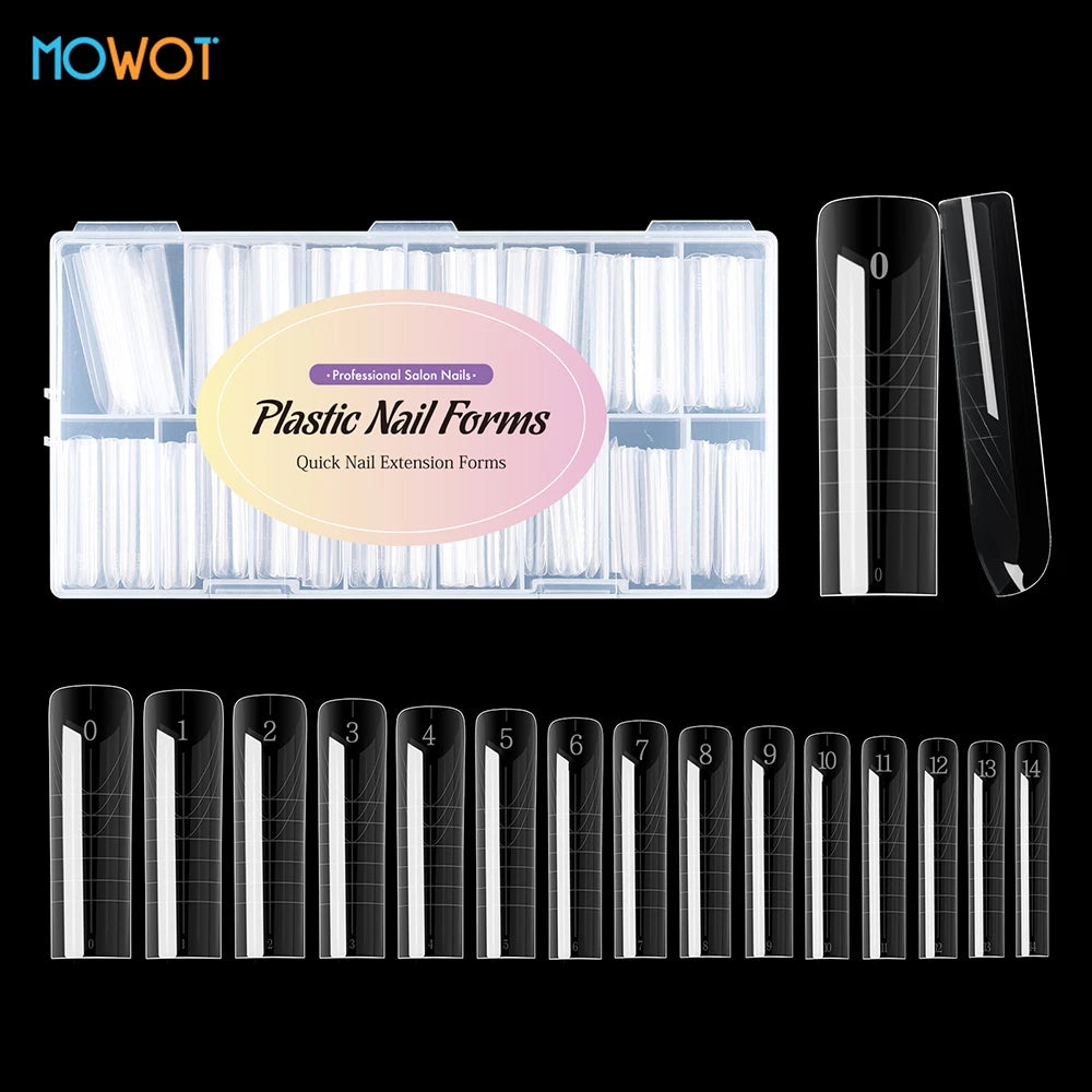 MOWOT New Square Dual Nail Form Extension False Nail Tips Quick Building Gel Molds Full Cover Large Size Acrylic Nail Top Forms