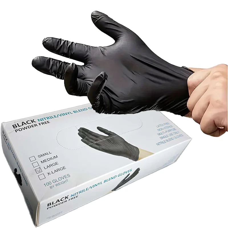 50PCS Disposable Gloves Black Nitrile Gloves Home Kitchen Cooking Tools Tattoo Washing Car Household Cleaning Work Gloves