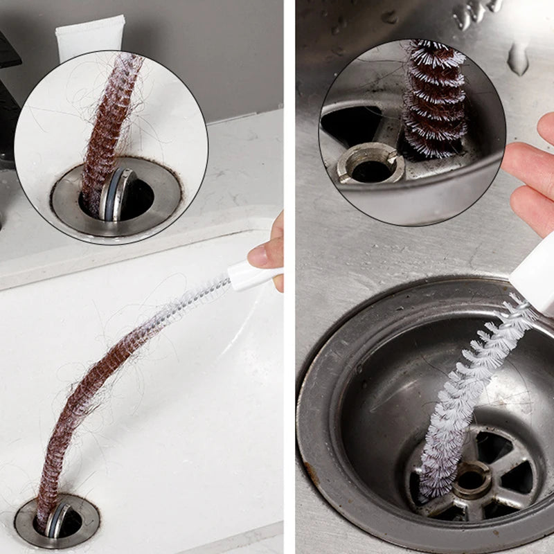 Pipe Dredging Brush Bathroom Sewer Hair Remove Sink Cleaning Brush 45Cm Drain Cleaner Bendable Flexible Cleaning Tools