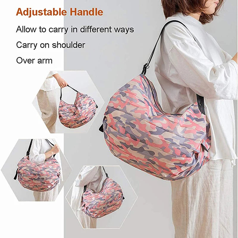 1pc Shopping Bags Foldable Storage Bag With Handle Portable Travel Camouflage Handbags Large Capacity Shopping Bag