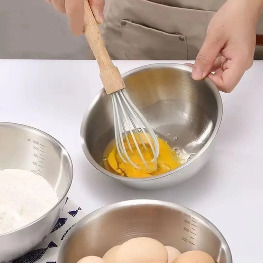 1-3 Stainless Steel Bowl Set with Scale for Cooking Baking Food Storage Large Capacity Mixing Bowls for Home Kitchen Essentials