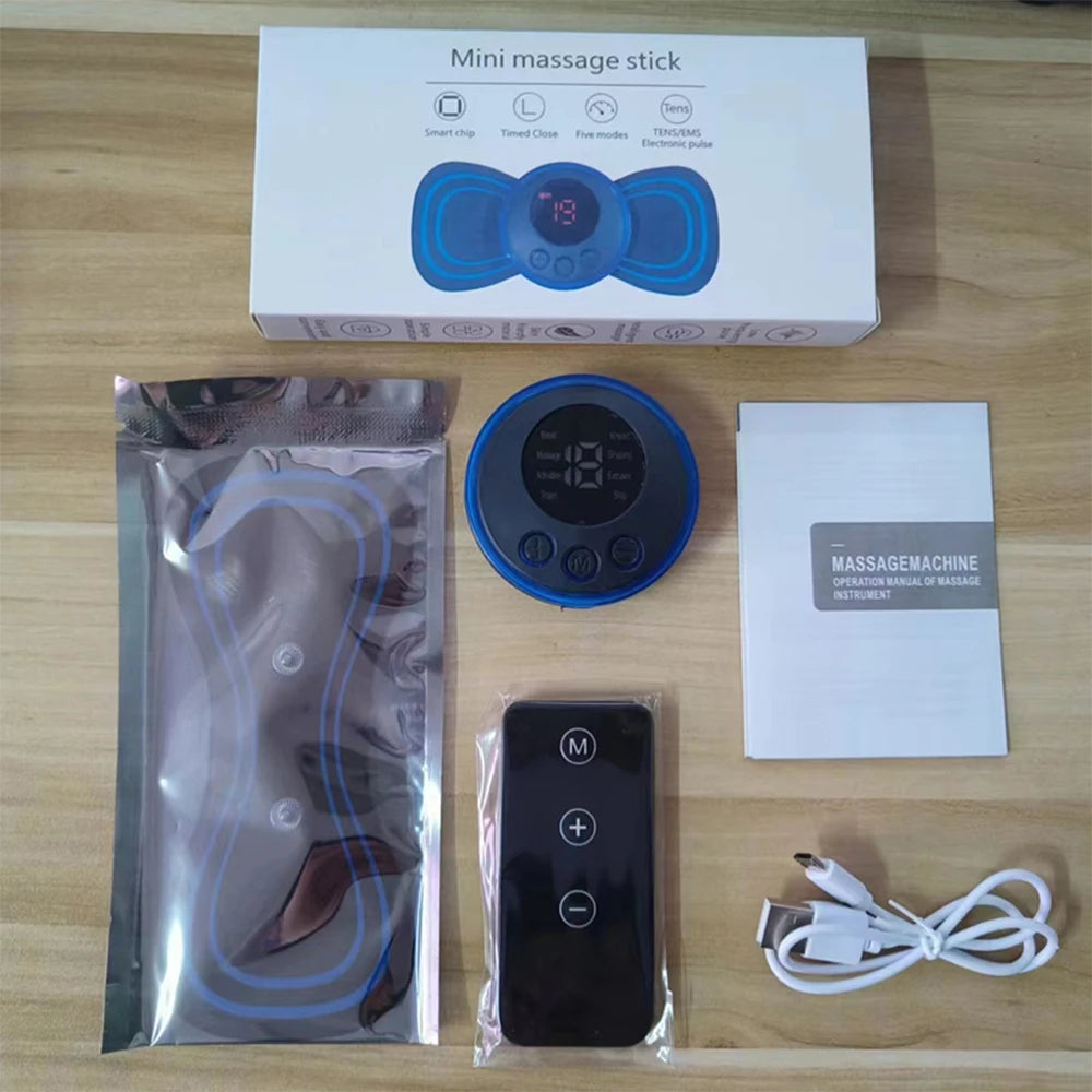 EMS Mini Neck Massager Portable Electric Pulse Cervical Massage Patch 8 Modes 19 Levels Muscle Stimulator Relax Pain Relief Tool