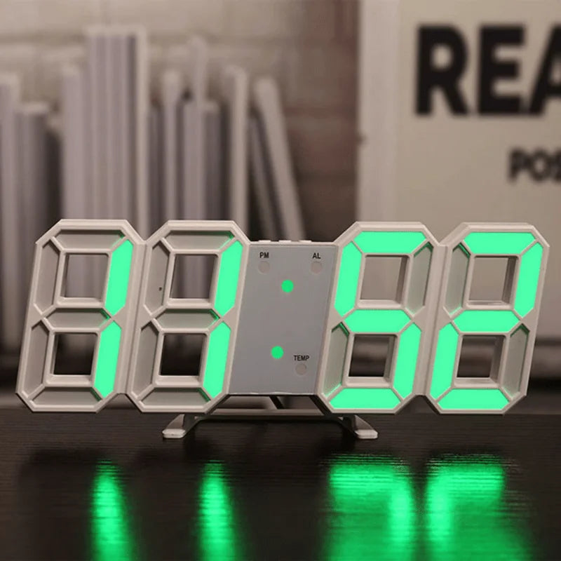 3D LED Wall Clock: Modern Digital Design with Nightlight & Luminous Alarm for Living Room Decor