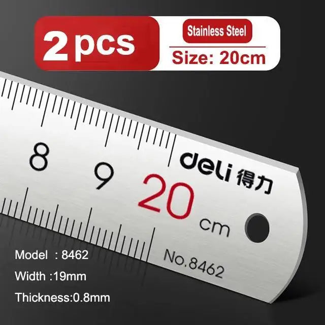 Deli Stainless Steel Ruler for Students And Woodworkers Straight Edge Measuring Tool for Drawing And Drafting 15/20/30/50cm