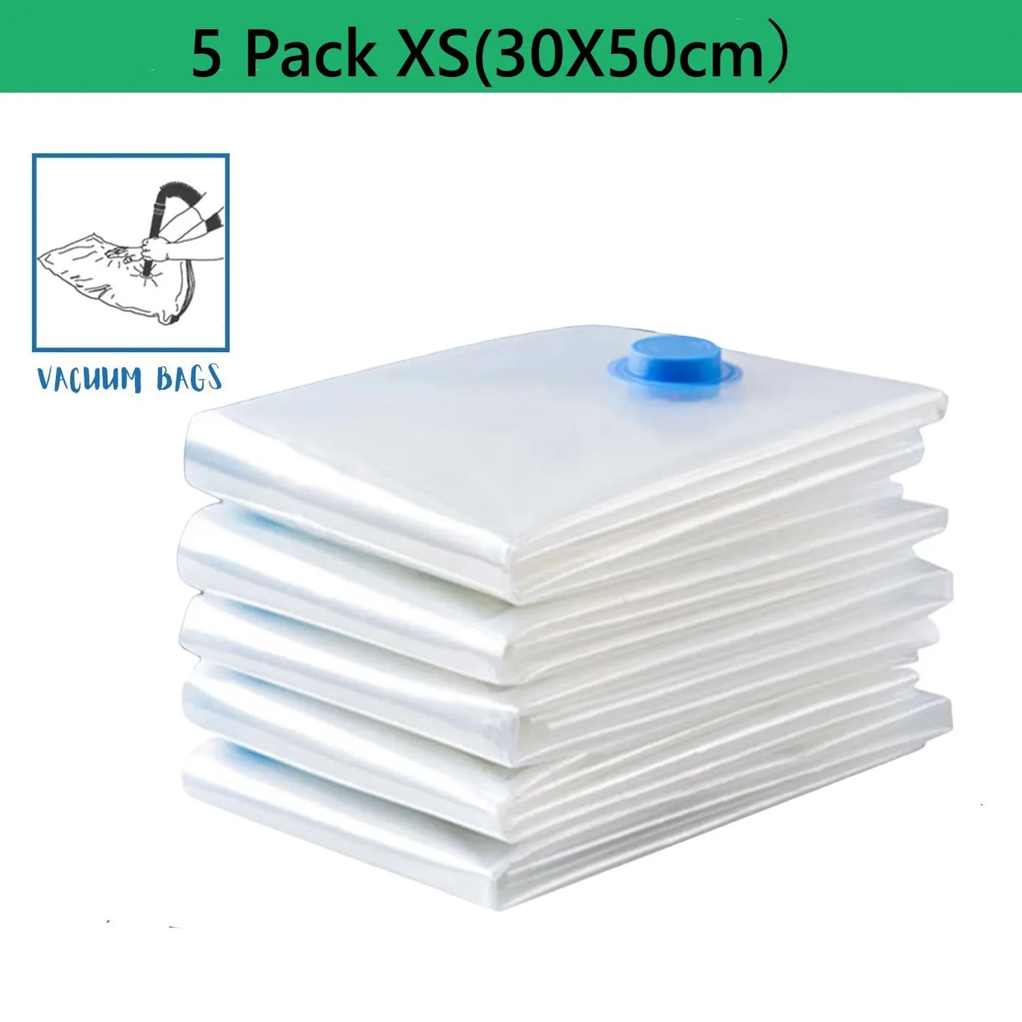 5 Pack Vacuum Storage Bags, Space Saver Bags Compression for Comforters and Blankets, Sealer Clothes Travel Packing Organizer