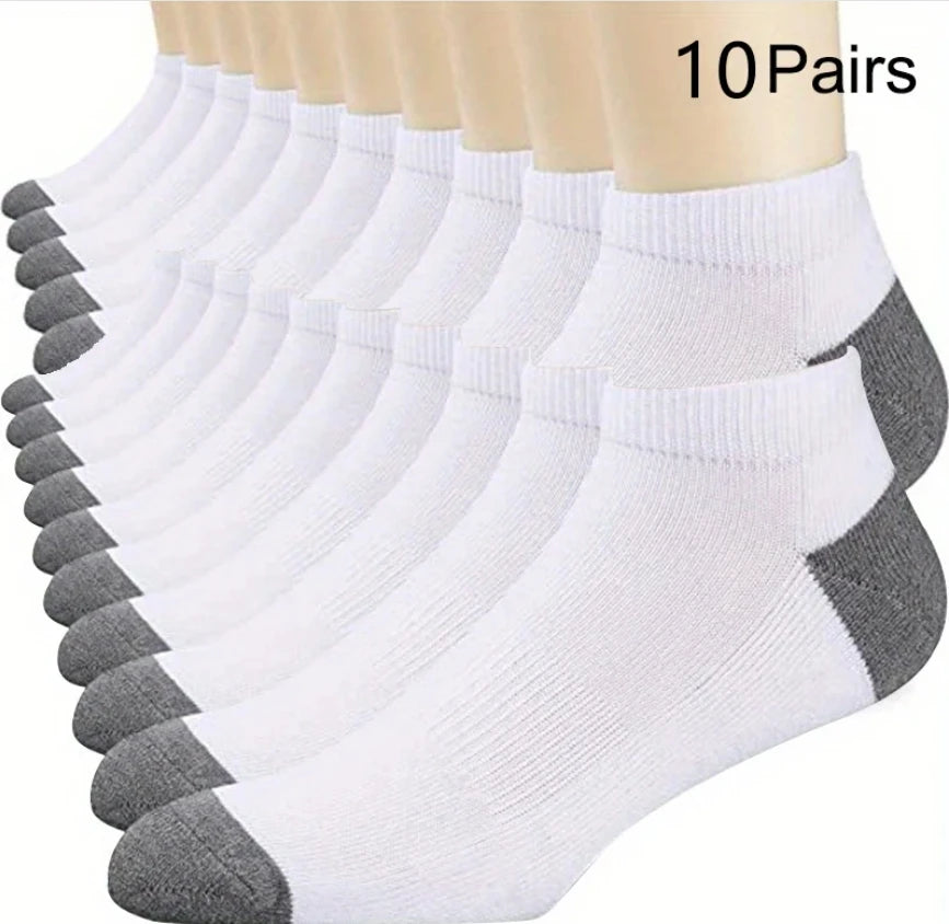 5pairs Men's Fashion Sports Socks, Striped Cotton Sweat Absorption Breathable Comfortable Ankle Socks