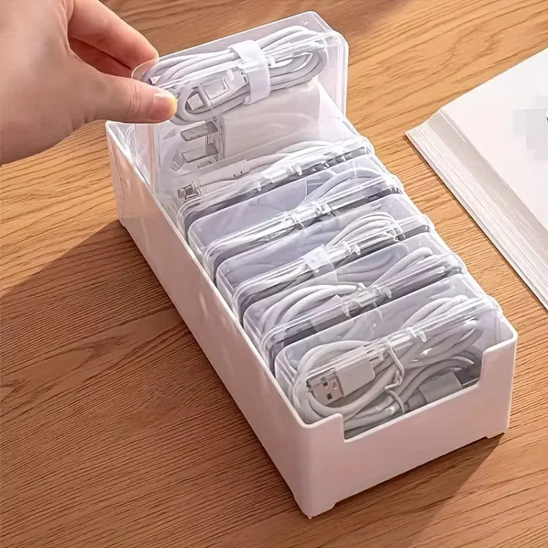 Cable Organizer Storage Box Set Durable Plastic Daily Office Supplies Sundries Charging Cord & Mobile Device Management Storage