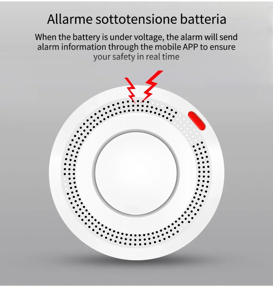 360° Comprehensive Detection, Tuya Smart WiFi Smoke Detector, Remote Monitoring Of Home Safety, Compatible With Alexa And Google