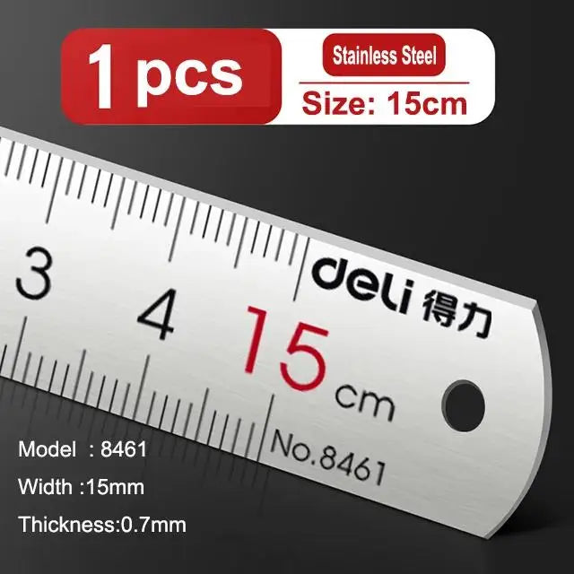 Deli Stainless Steel Ruler for Students And Woodworkers Straight Edge Measuring Tool for Drawing And Drafting 15/20/30/50cm