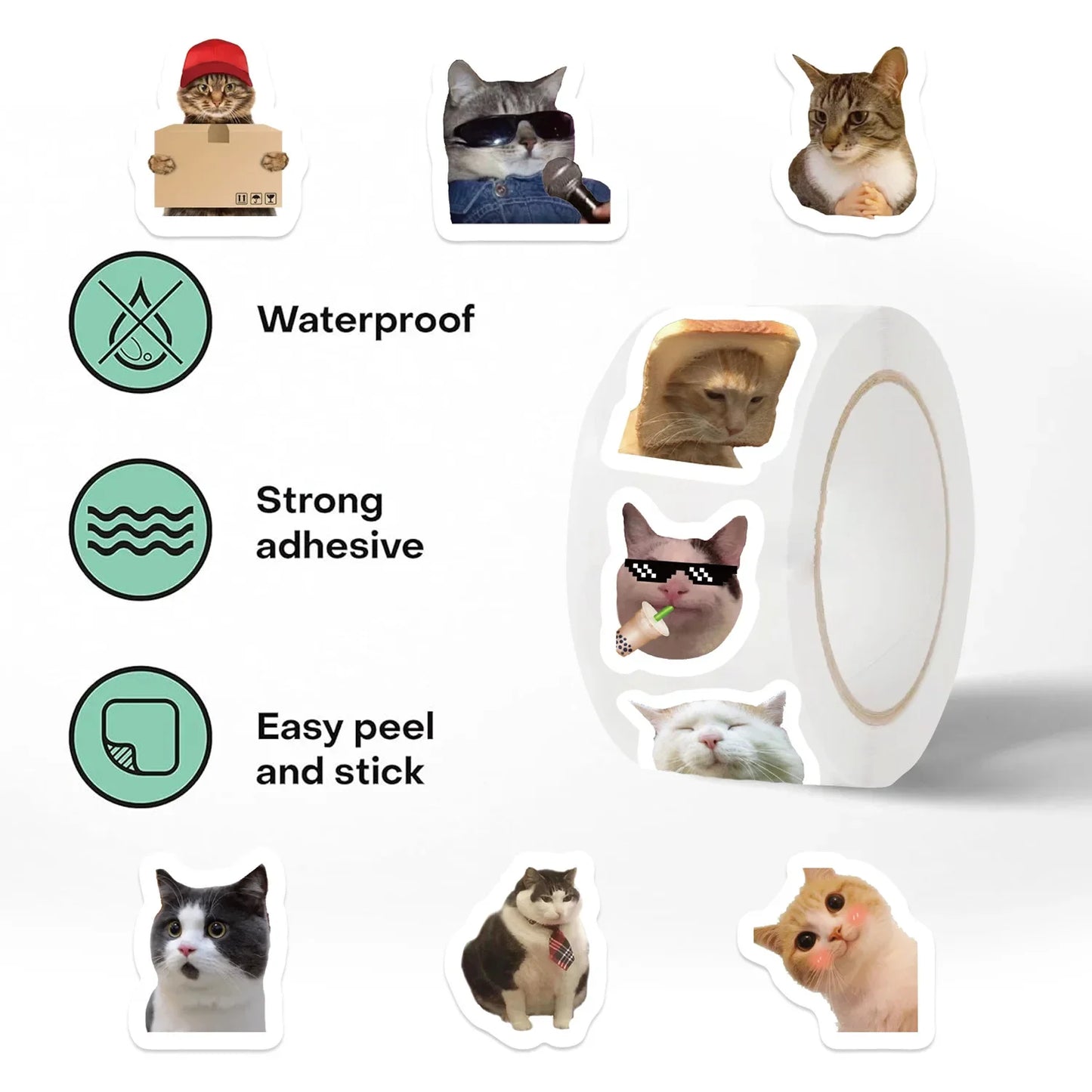 500PCs/Roll Cartoon Cat Stickers School Reward Stickers Classroom Decoration Encouragement Sticker for Student Teacher Gift
