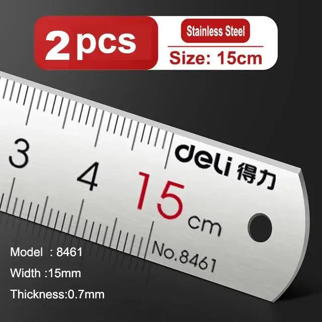 Deli Stainless Steel Ruler for Students And Woodworkers Straight Edge Measuring Tool for Drawing And Drafting 15/20/30/50cm