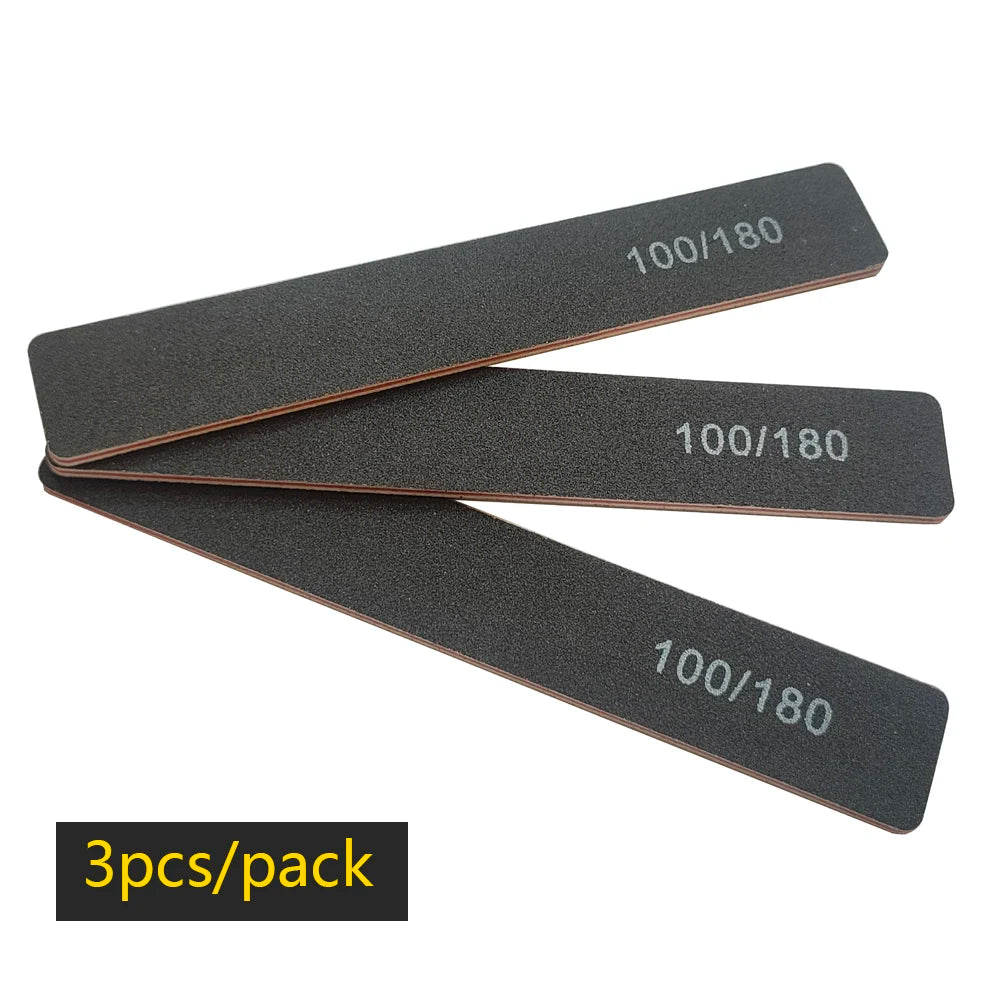 Nail File Buffer 100/180 Grit Half Moon Nail Files Double Side Sandpaper Nail Sanding Grinding Gel Nail Polish Manicure Tool