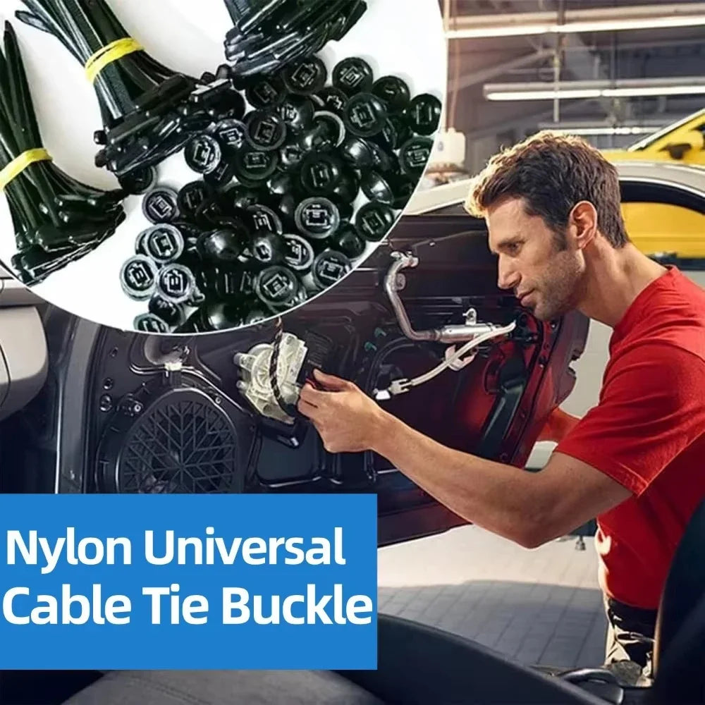 Nylon Universal Cable Tie Buckle-Heavy Duty Zip Ties Holder with Pin & Button Design Plastic Cable Ties Tool Fasteners Car Body