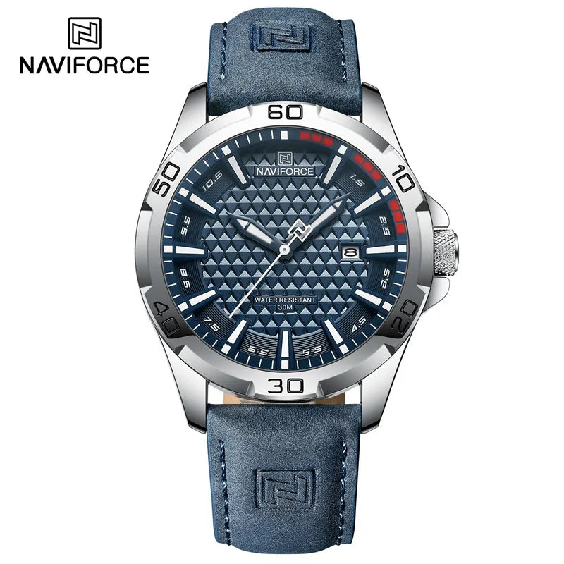NAVIFORCE Brand Men Fashion Quartz Watches Male Leather Strap Sport Waterproof Wristwatches CalendarClock Relogio Masculino