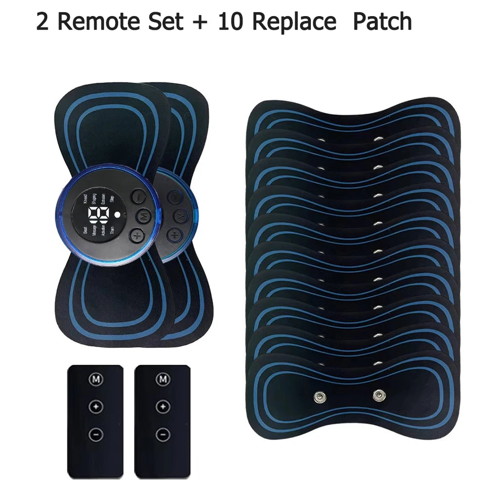 EMS Mini Neck Massager Portable Electric Pulse Cervical Massage Patch 8 Modes 19 Levels Muscle Stimulator Relax Pain Relief Tool