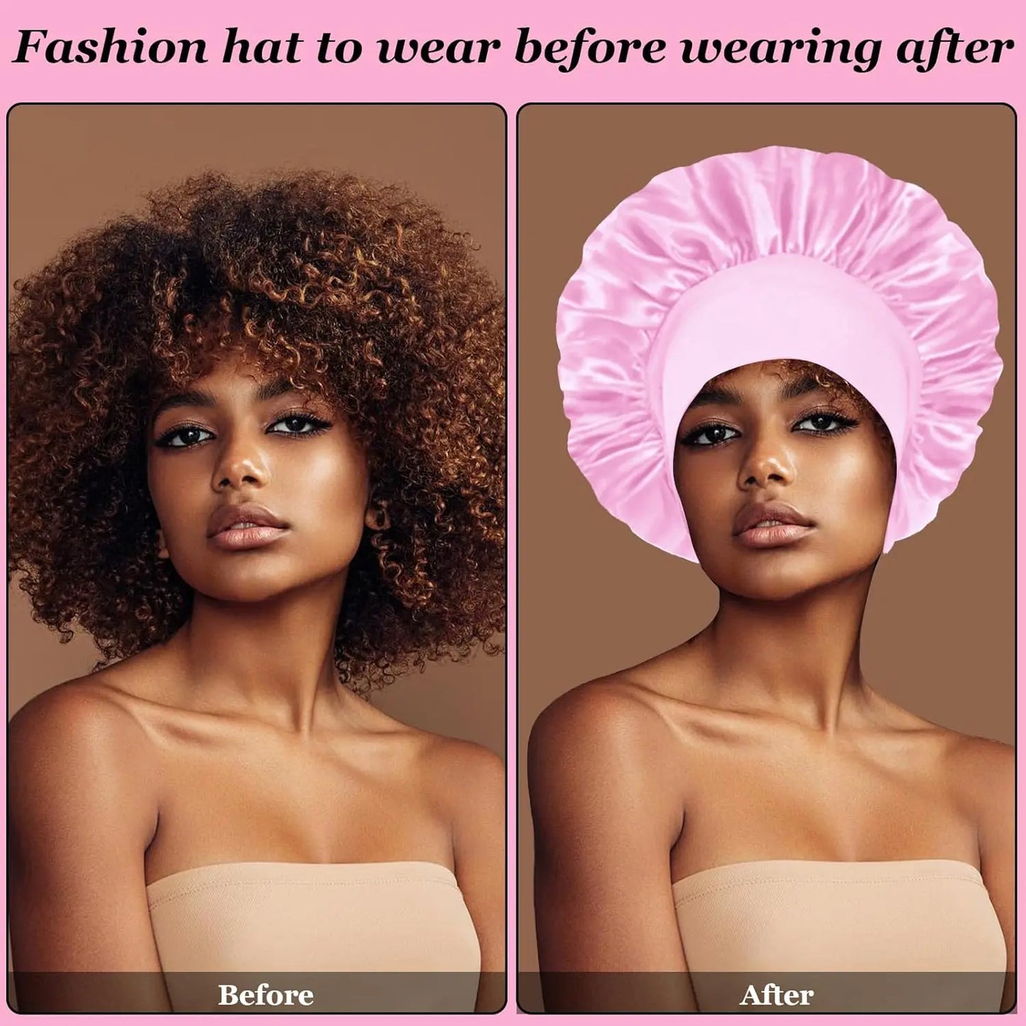 Silk Satin Bonnets for Women & Men - Elastic Wide Band Hair Wrap Cap for Curly Hair - Shower Cap for Sleeping ,Wig Tool