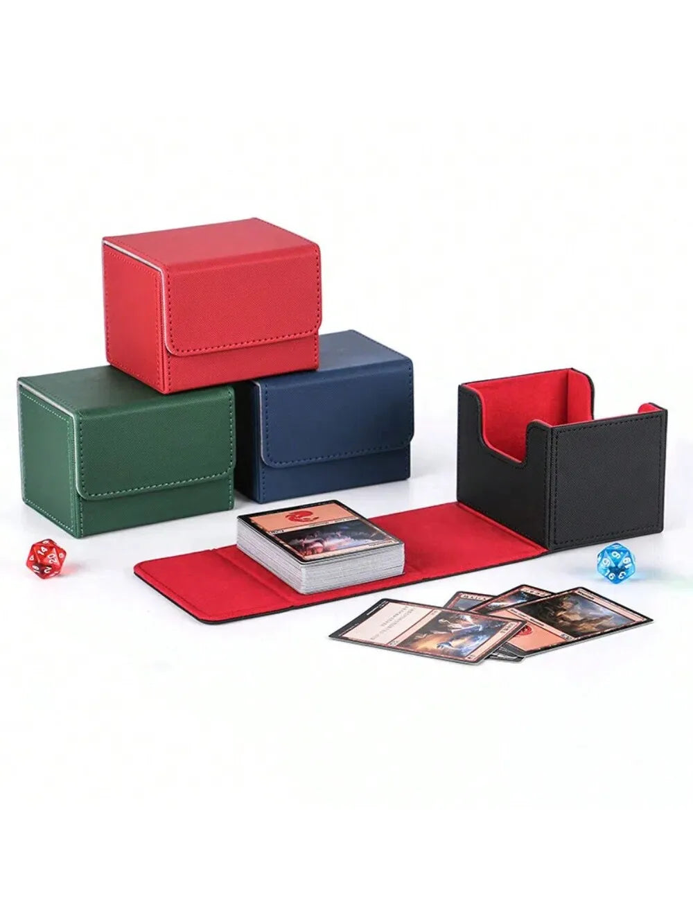 100+ Cards Deck Box Flip Side Inserted Type Leather Card Collection Box, Planet Card Storage Box, Game Peripheral Card Box, Wanz