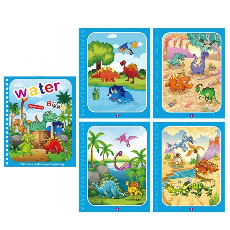 1P Reusable Water Drawing Book - Mess-Free Magic Painting Pad with Refillable Water Pen