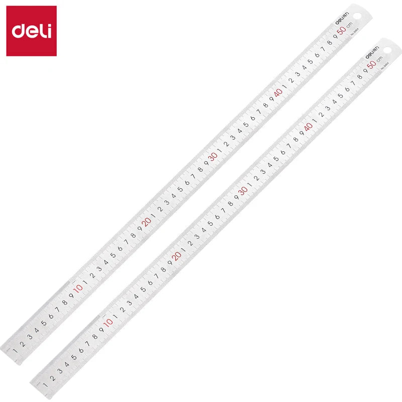 Deli Stainless Steel Ruler for Students And Woodworkers Straight Edge Measuring Tool for Drawing And Drafting 15/20/30/50cm