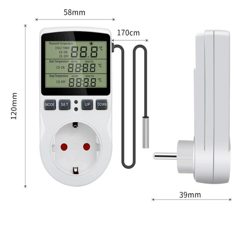 EU/US/FR Thermostat Timer Socket Digital Temperature Controller Socket Outlet With Timer Switch Sensor Probe Heating Cooling