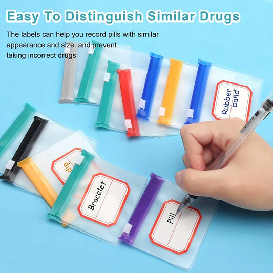 7pcs Pill Pouch Bags，Reusable Zippered Pill Pouch Set， Medicine Organizer 7 Colors Self Sealing, Translucent Medicine Bags Trave