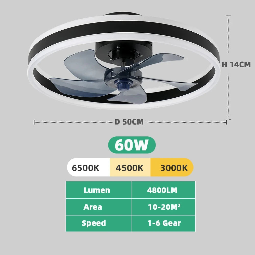Modern Ceiling Fan (With Lighting) Silent LED Dimmable Ceiling Fan (With Remote Control) for Bedroom Study Dining Room,