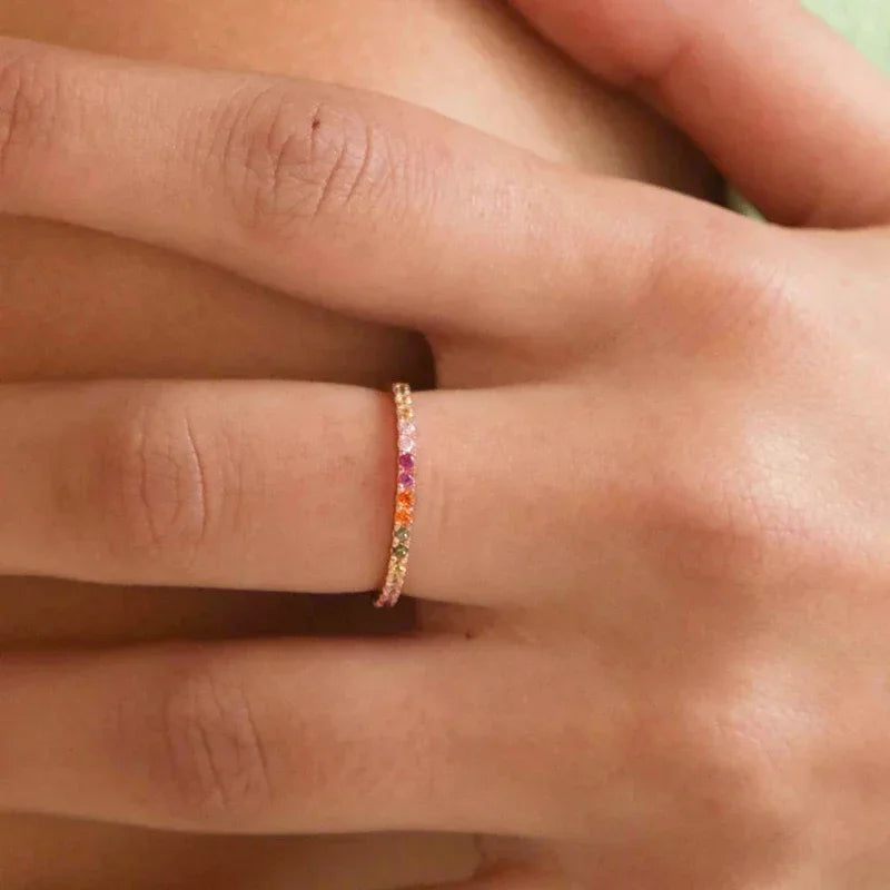 24K Gold Europe United States Retro Personality Lrregular Design Colored Zircon Ring Women's Noble Luxurious Wedding Jewelry