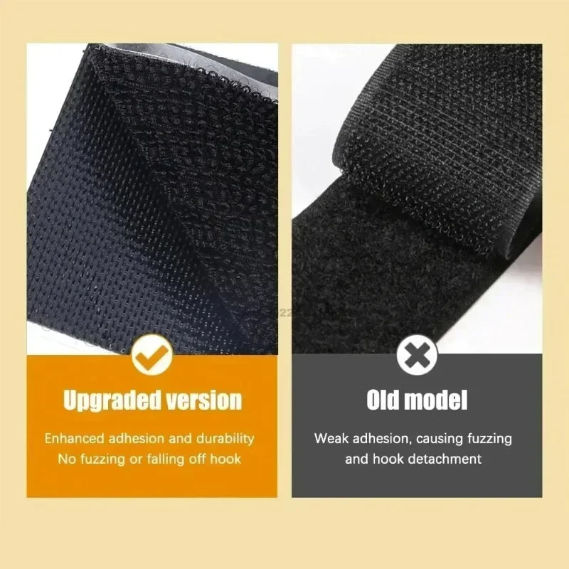 Black Adhesive Tape Household Use Touches Fastener Pad Fixed Patch Double Sided Mat Grip Strap Self-adhesive DIY Apparel