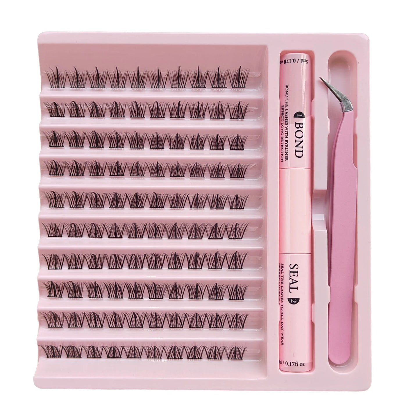 Lashes Clusters Set Extensions Kit Fake eyelashes Mix Lash Clusters with Lash Bond Seal and Lash Applicator Tool Makeup