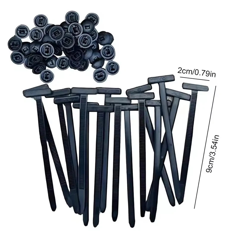 Nylon Universal Cable Tie Buckle-Heavy Duty Zip Ties Holder with Pin & Button Design Plastic Cable Ties Tool Fasteners Car Body