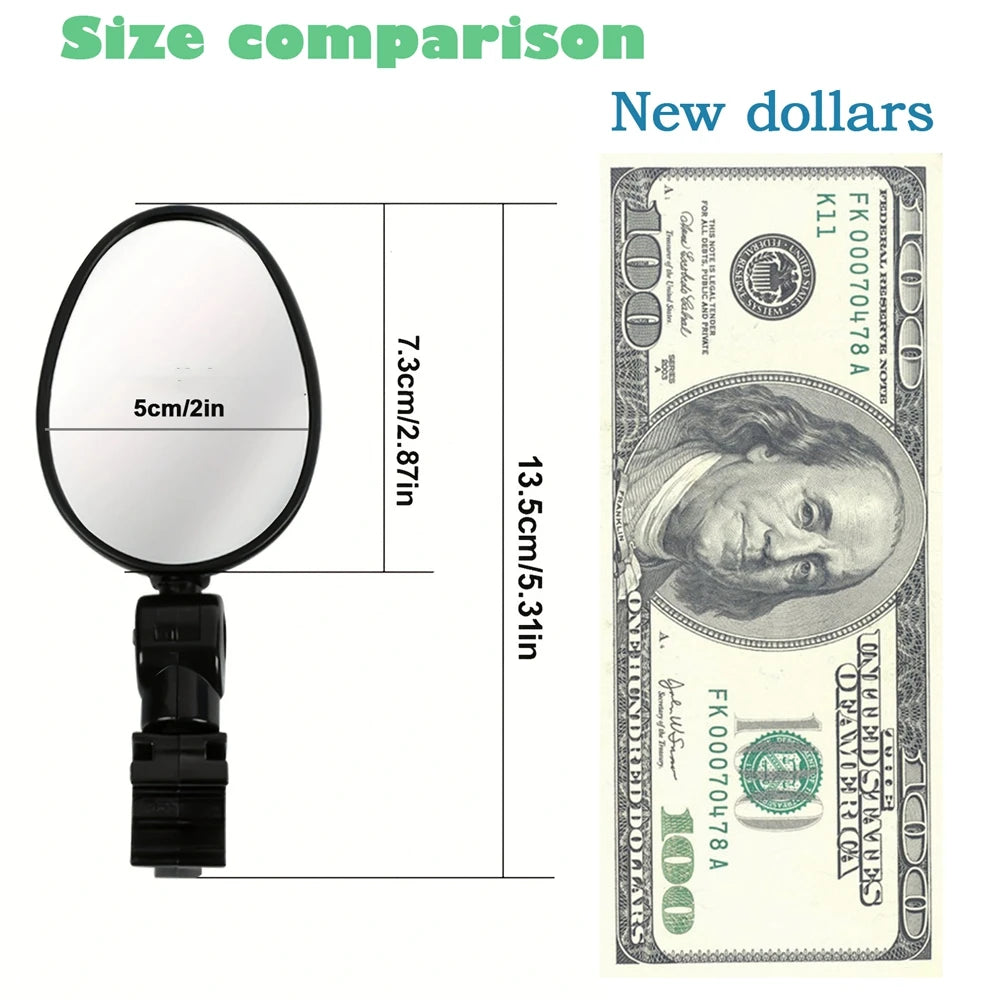 2PCS Bicycle Rearview Mirror 360 Degree Adjustable Rotatable Universal Cycling Handlebar Rear View Mirrors for MTB Road Bike