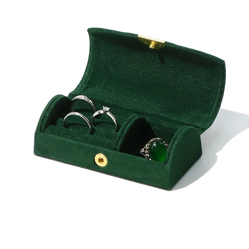 High-quality Velvet Portable Jewelry Storage Box Semi Circular Small Jewelry Packaging Box Ring Bracelet And Earring Storage box