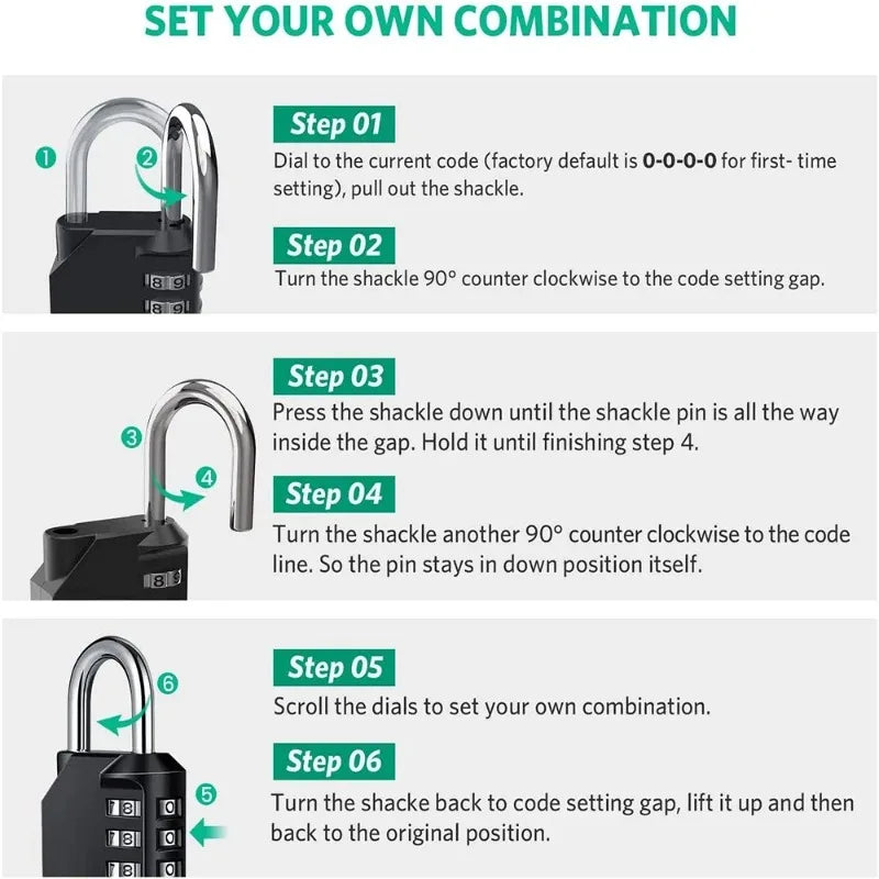 1/2pcs Combination Lock Resettable 4 Digit Padlock with Combination Waterproof and Heavy Duty Combination Padlock Outdoor