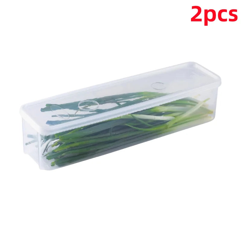 4 Pcs Long Rectangular Food Storage Containers, Plastic Reusable Refrigerator Organizer Boxes Kitchen Accessories