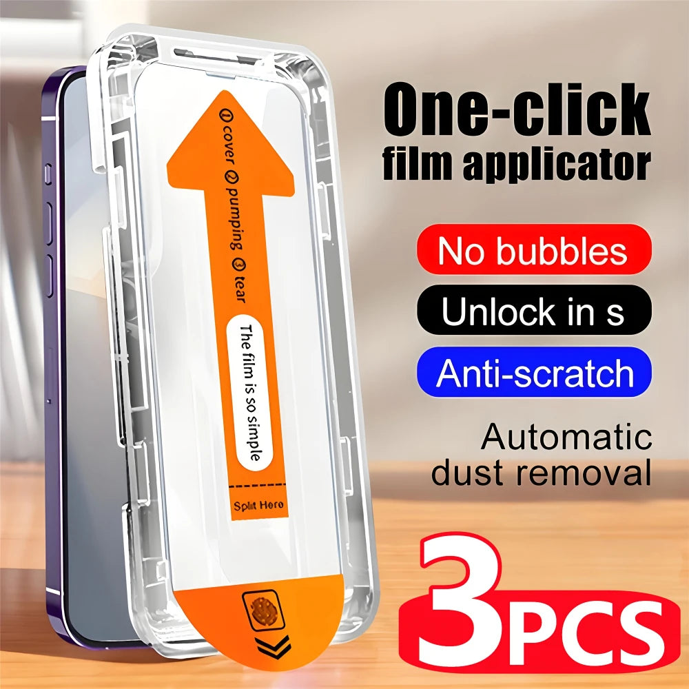 NNBILI 3Pcs Oleophobic Coating Dust Free Easy Installation Screen Protector For iPhone 14 11 13 12 15 16 17 Pro Max 17Air Glass