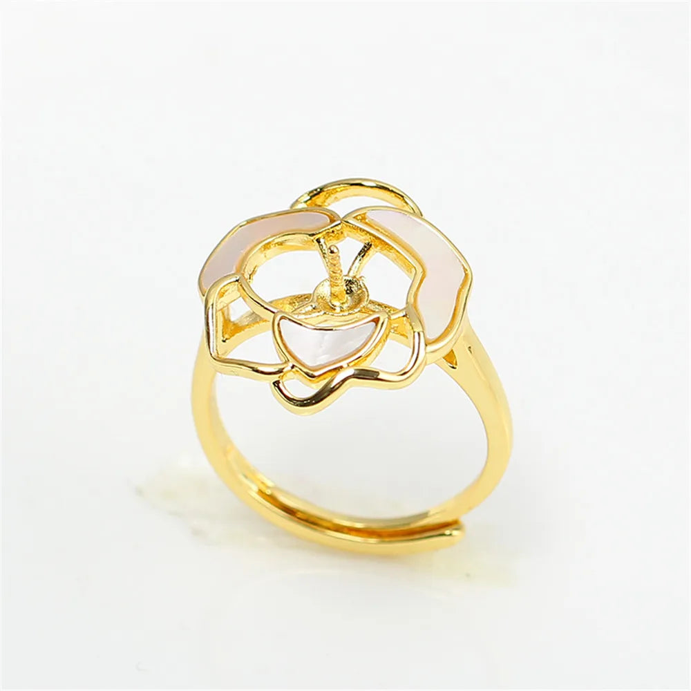 19 Style Pearl Ring Empty Set Domestic 14K Gold Opening Ring Simple Fashion Ring Set Zircon Temperament Handmade DIY Accessories