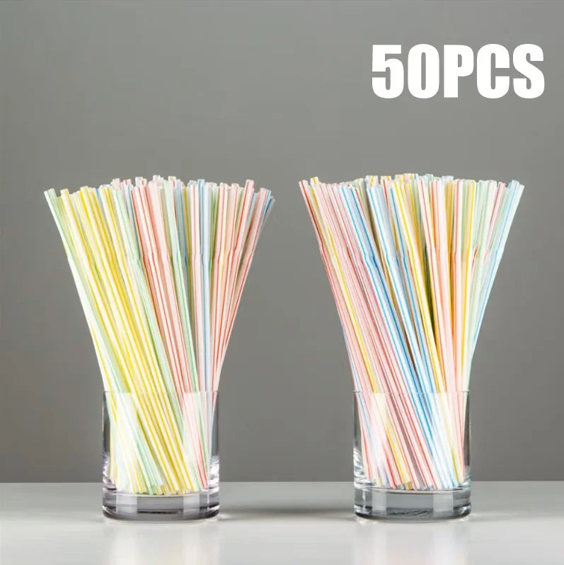 50-1000Pcs Multicolor Straw Drinking Kunststof Straws for Wedding Party Supplies Beverage Kitchen Cocktail Drinking Straws