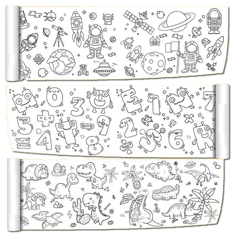90cm Animal Canvas Children's Drawing Roll DIY Coloring Paper Roll Color Filling Graffiti Paper-cut Painting Educational School