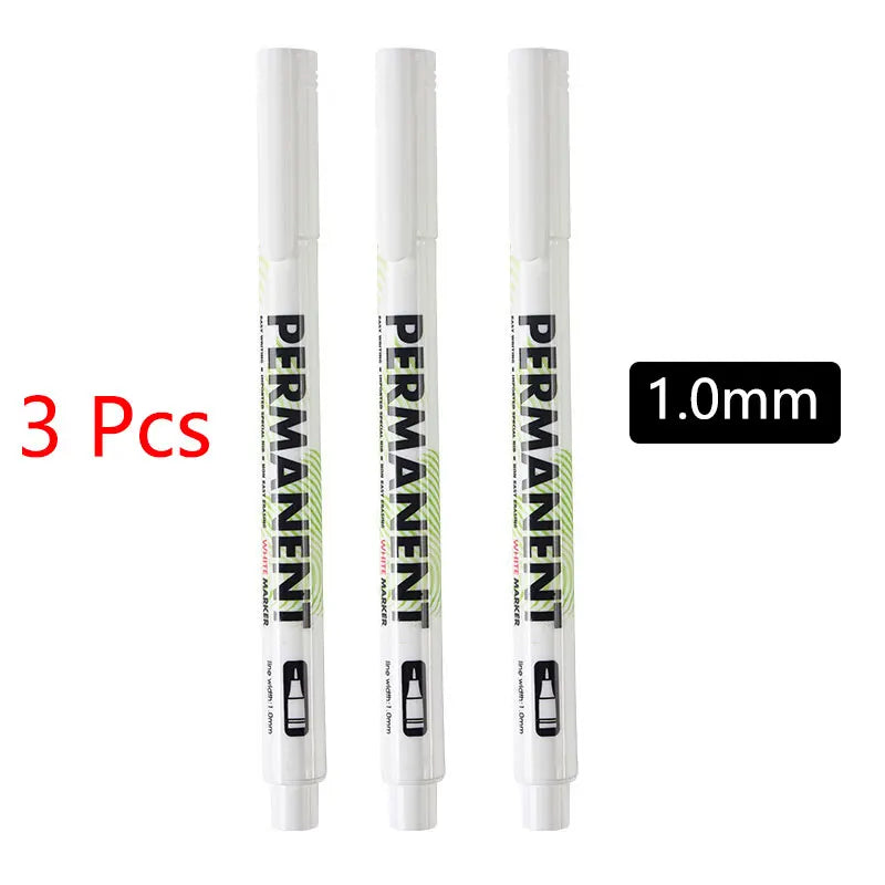 White Marker Pens set Oily Waterproof White Gel Pen DIY Graffiti Sketching Marker Stationery Writing School Supplies brush
