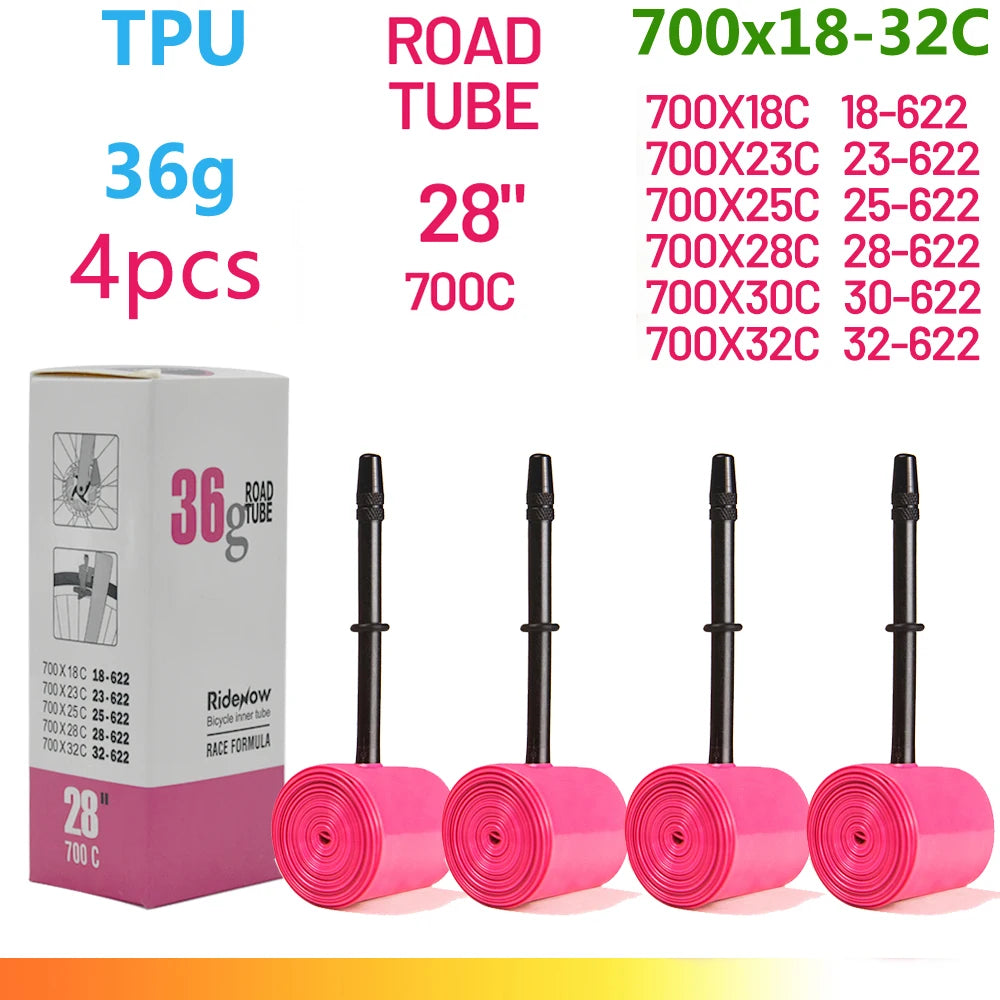 RideNow TPU Bike Inner Tube 700C 700x18 23 25 28 32 35 37 40 47C Road Bicycle Tire MTB Bike Camera 29x1.5 1.75 1.9 pneu aro