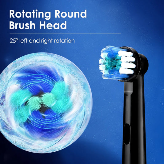 Intelligent Rotating Electric Toothbrush, Rechargeable Rotary Toothbrush Compatible with Oral B Replacement Electric Brush Heads