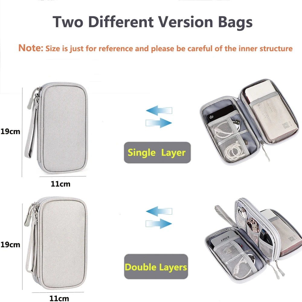 Data Cable Storage Bag Waterproof Portable Carry Case  Storage Bag Travel Organizer Bag for Cable Cord USB Charger